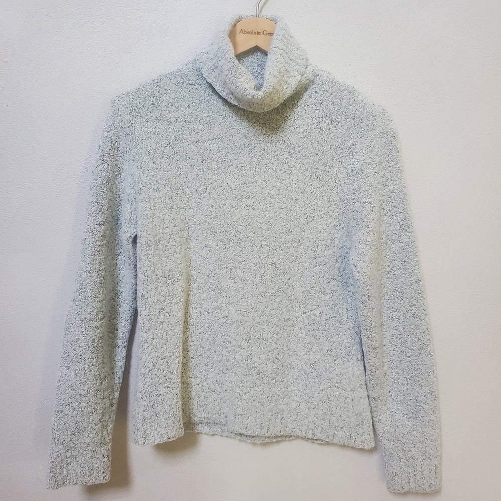 B.MOSS Marled White Black Turtleneck Sweater Wool Fall Winter Cozy Size Medium